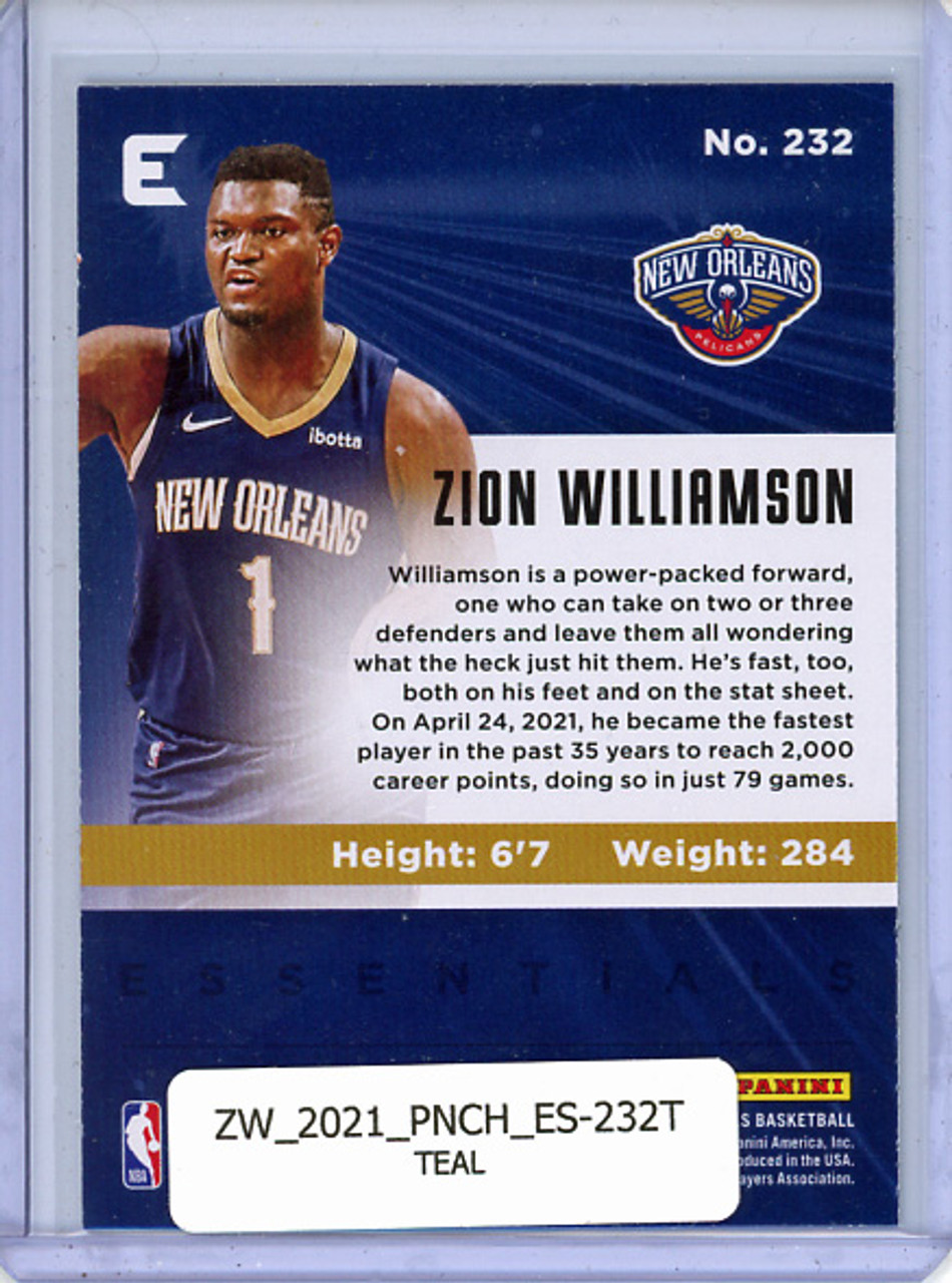 Zion Williamson 2020-21 Chronicles, Essentials #232 Teal
