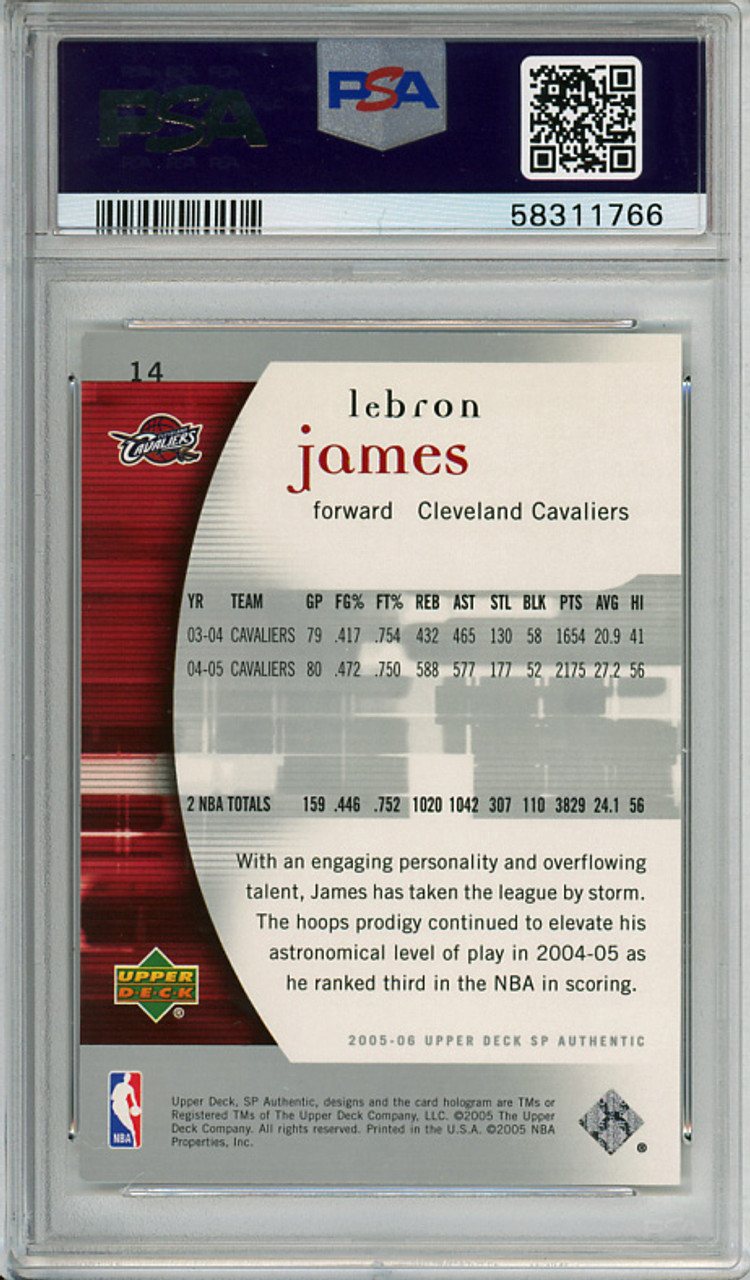 LeBron James 2005-06 SP Authentic #14 PSA 10 Gem Mint (#58311766)