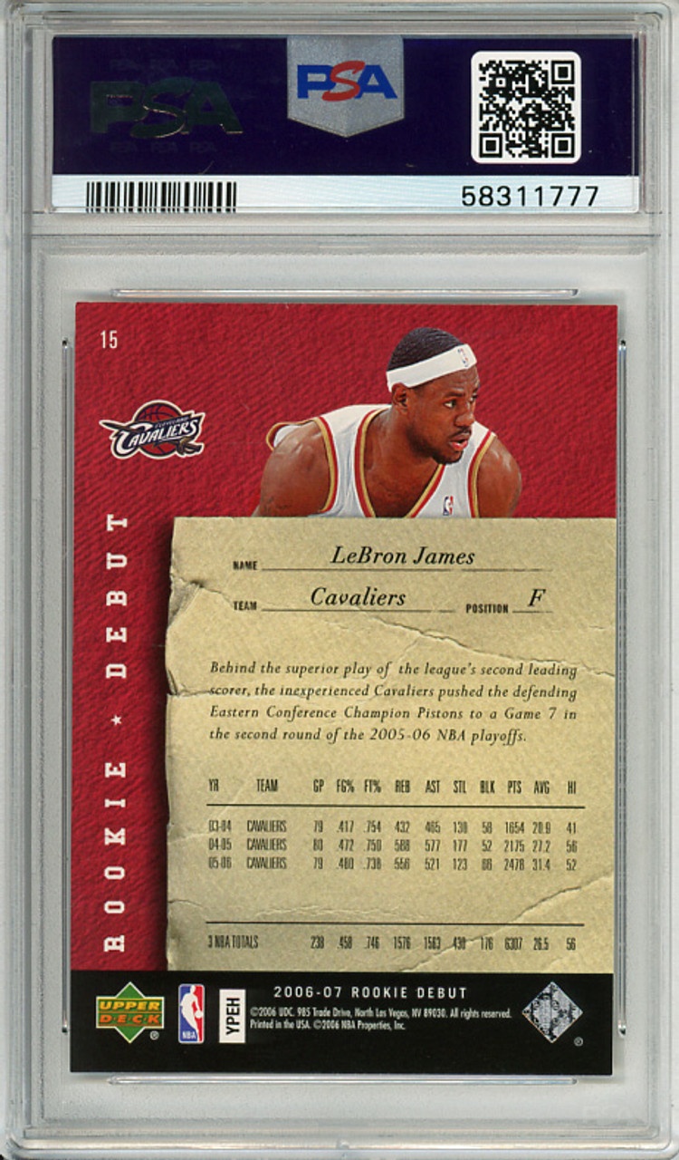 LeBron James 2006-07 Rookie Debut #15 PSA 9 Mint (#58311777)