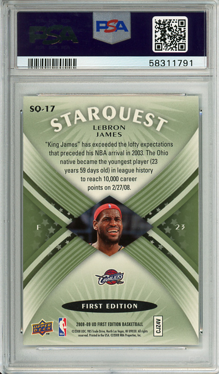 LeBron James 2008-09 Upper Deck First Edition, Starquest #SQ-17 Green PSA 10 Gem Mint (#58311791)