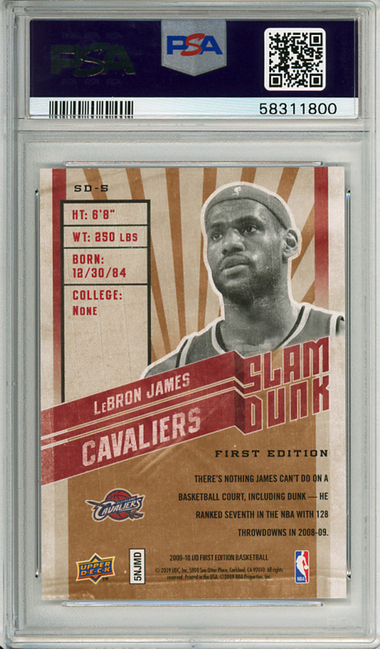 LeBron James 2009-10 Upper Deck First Edition, Slam Dunk #SD-5 PSA 10 Gem Mint (#58311800)