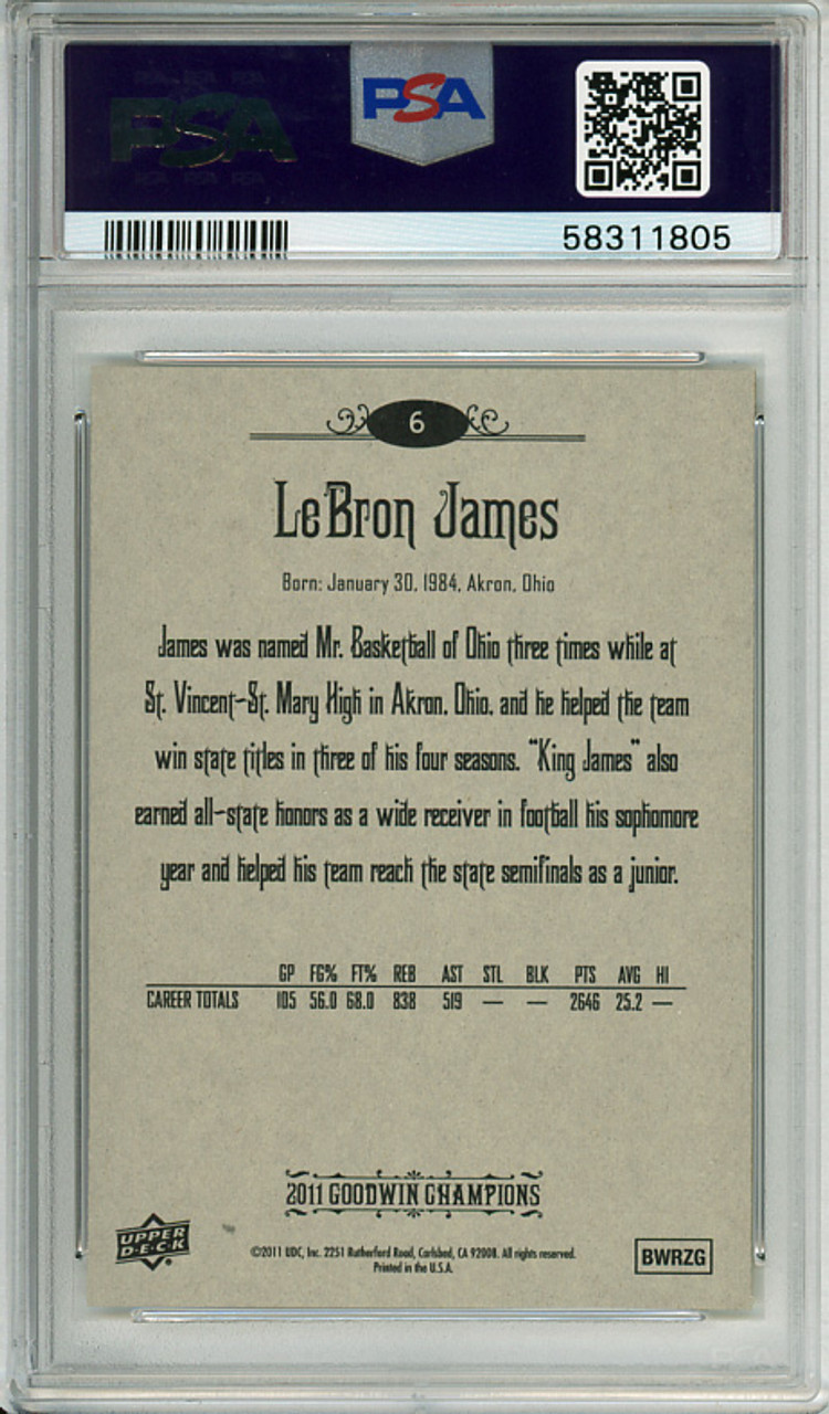 LeBron James 2011 Goodwin Champions #6 PSA 9 Mint (#58311805)