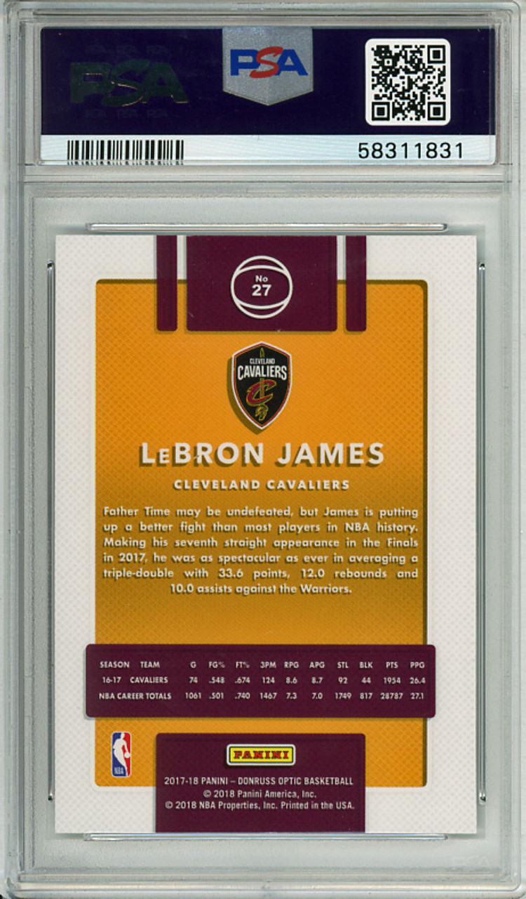 LeBron James 2017-18 Donruss Optic #27 PSA 10 Gem Mint (#58311831)