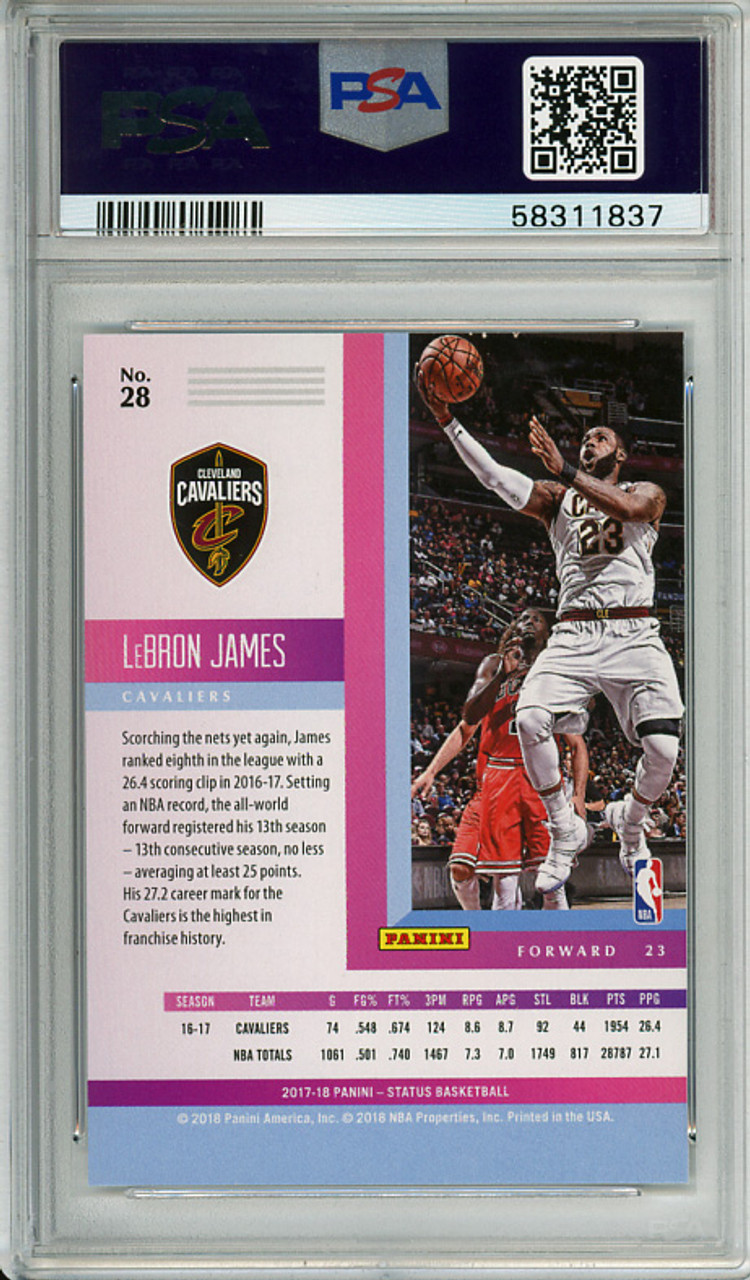 LeBron James 2017-18 Status #28 PSA 9 Mint (#58311837)