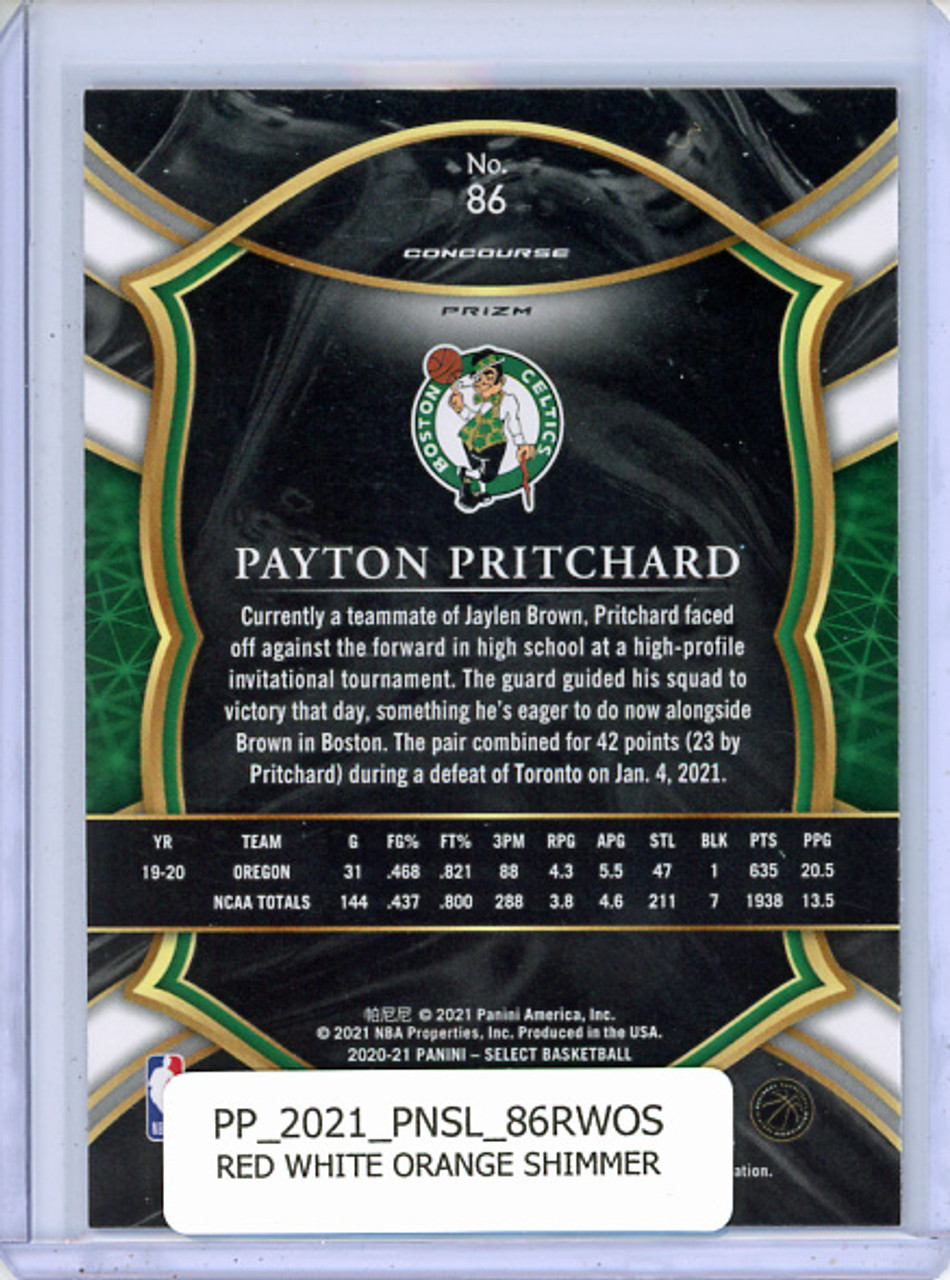 Payton Pritchard 2020-21 Select #86 Concourse Red White Orange Shimmer