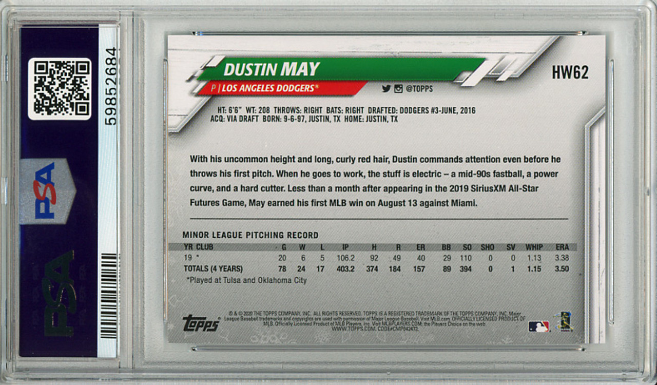 Dustin May 2020 Topps Holiday #HW62 Rare Photo Variations - Elf Shoes PSA 10 Gem Mint (#59852684)