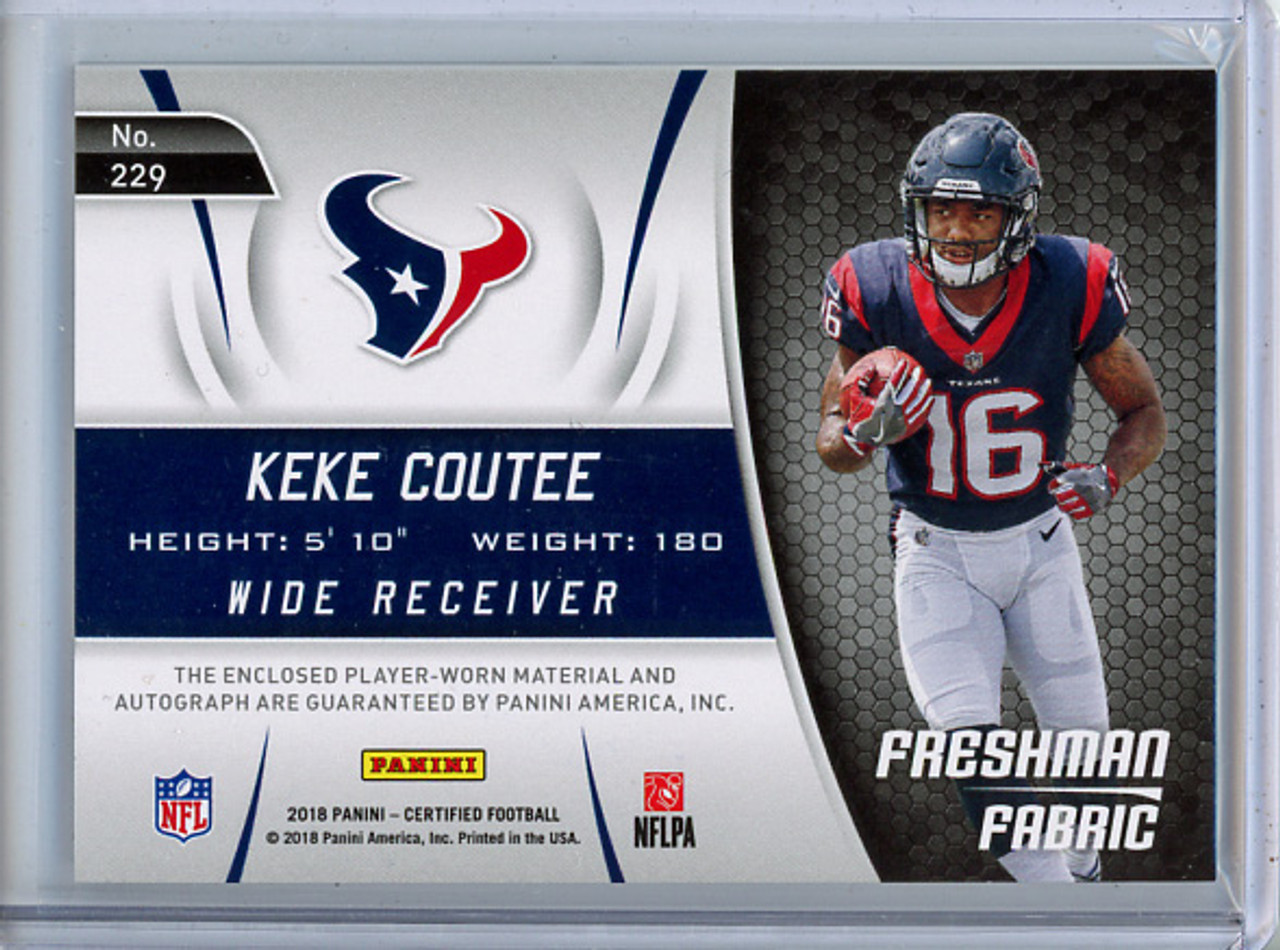 Keke Coutee 2018 Certified #229 Rookie Patch Autograph (#288/399)
