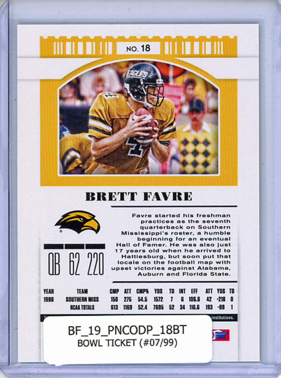 Brett Favre 2019 Contenders Draft Picks #18 Bowl Ticket (#07/99)