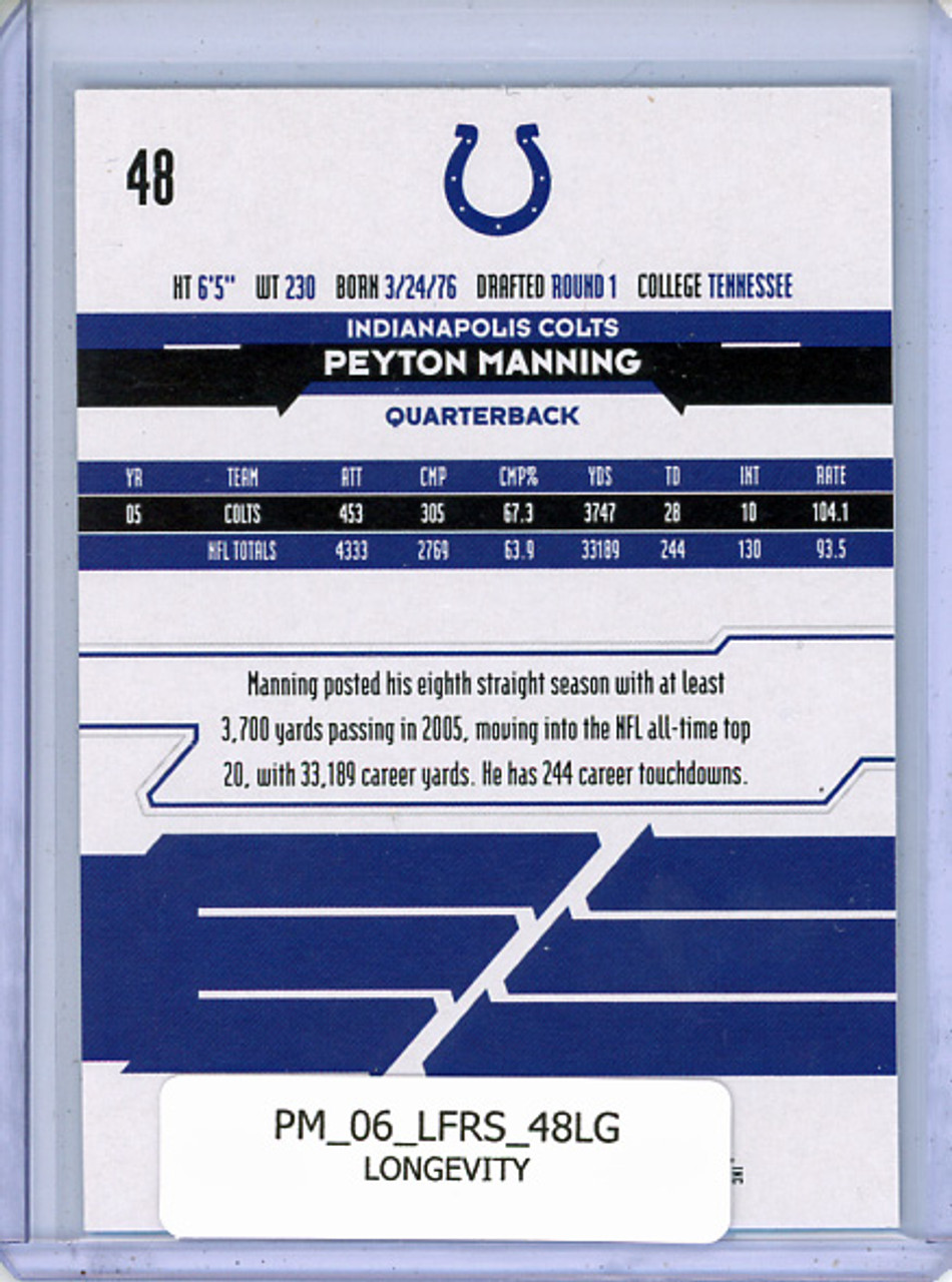 Peyton Manning 2006 Leaf Rookies & Stars #48 Longevity