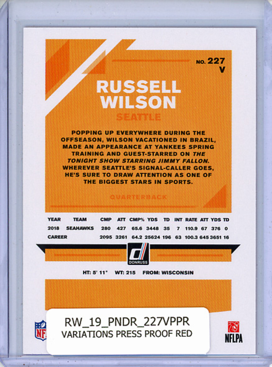 Russell Wilson 2019 Donruss #227 Variations Press Proof Red
