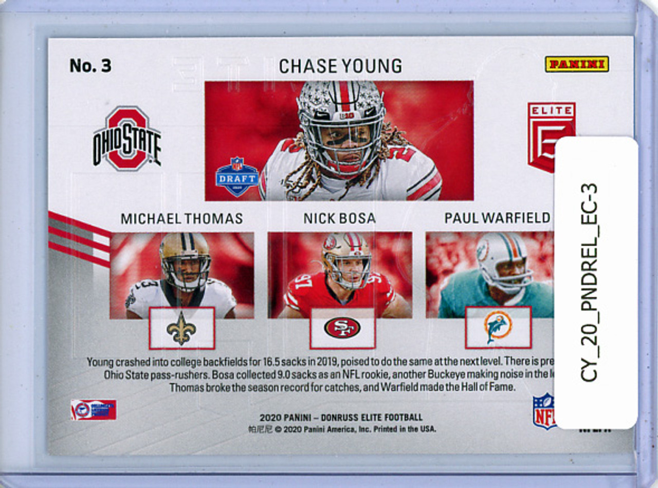 Chase Young, Michael Thomas, Nick Bosa, Paul Warfield 2020 Donruss Elite, Elite Company #3