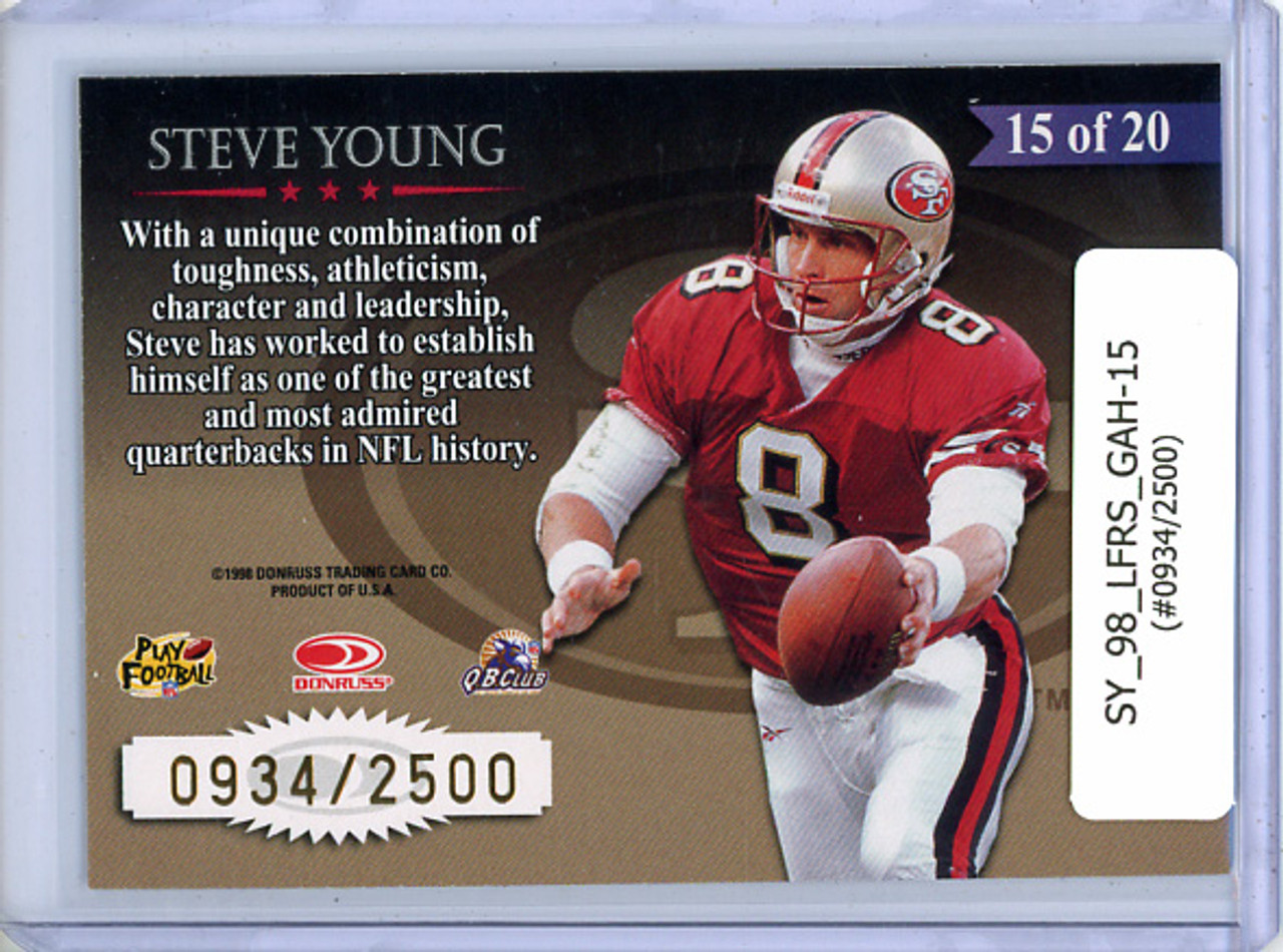 Steve Young 1998 Leaf Rookies & Stars, Great American Heroes #15 (#0934/2500)