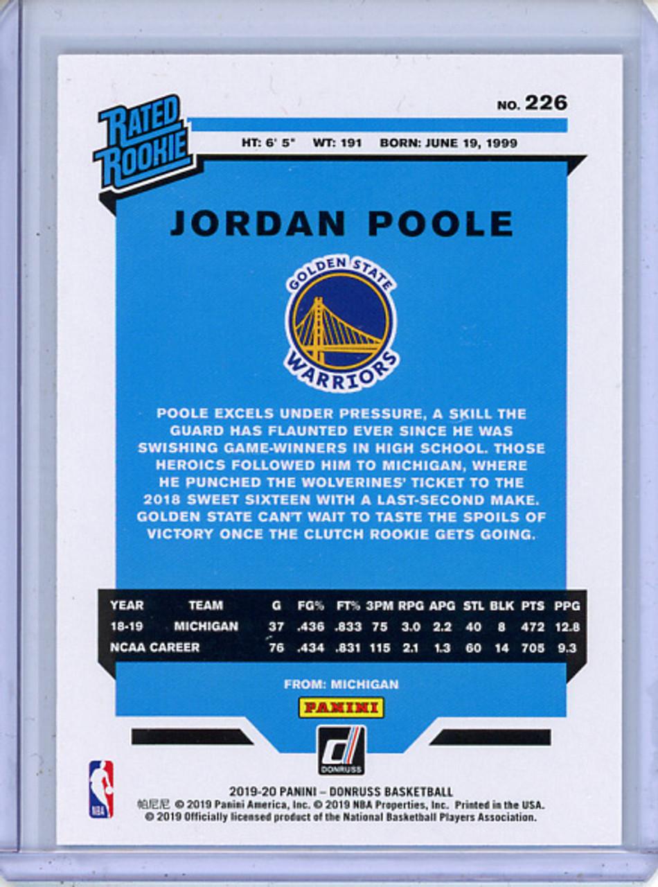 Jordan Poole 2019-20 Donruss #226 Press Proof Purple (#178/199)