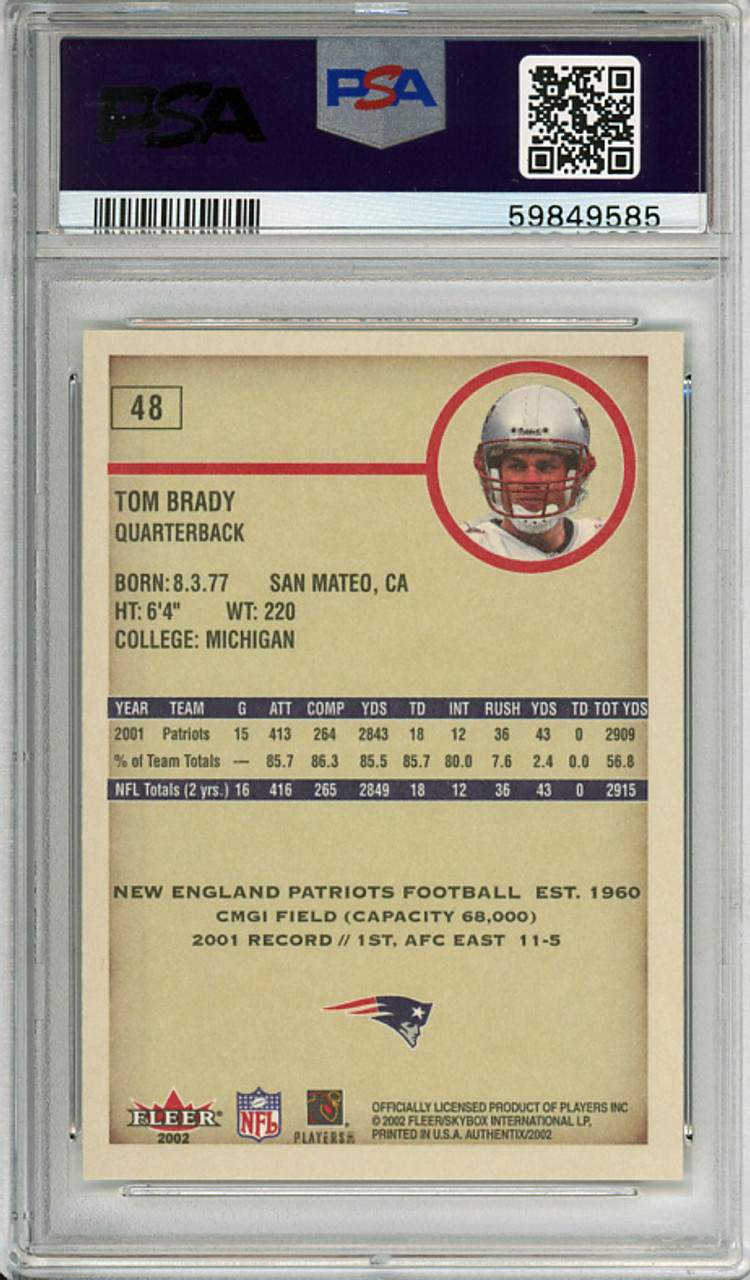 Tom Brady 2002 Authentix #48 PSA 9 Mint (#59849585)