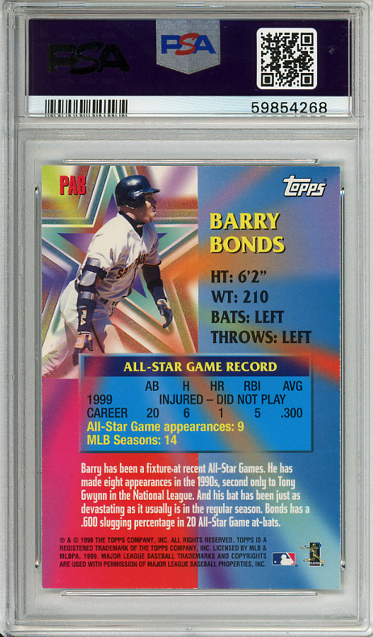 Barry Bonds 2000 Topps, Perennial All-Stars #PA8 PSA 9 Mint (#59854268)