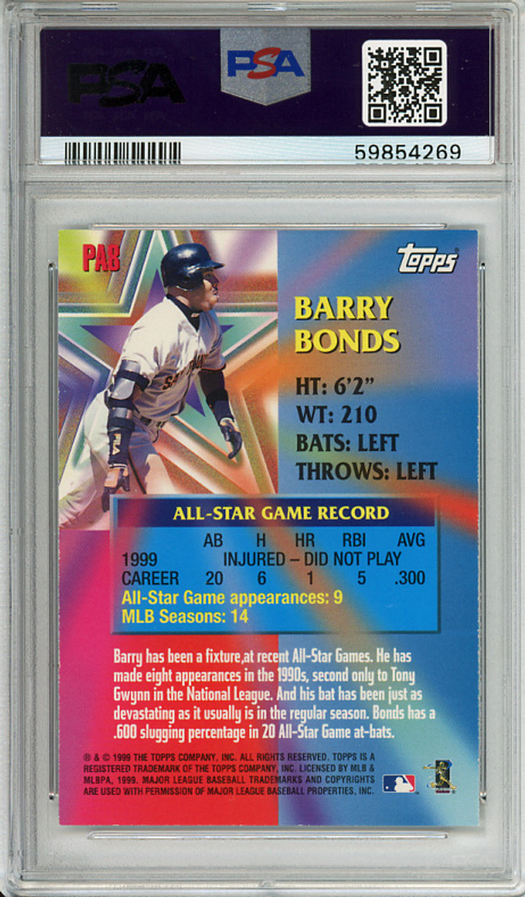 Barry Bonds 2000 Topps, Perennial All-Stars #PA8 PSA 9 Mint (#59854269)
