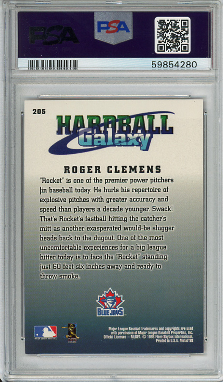 Roger Clemens 1998 Metal Universe #205 Hardball Galaxy PSA 8 Near Mint-Mint (#59854280)