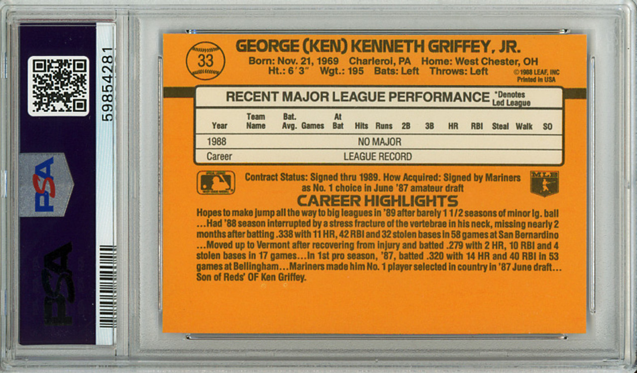 Ken Griffey Jr. 1989 Donruss #33 PSA 8 Near Mint-Mint (#59854281)