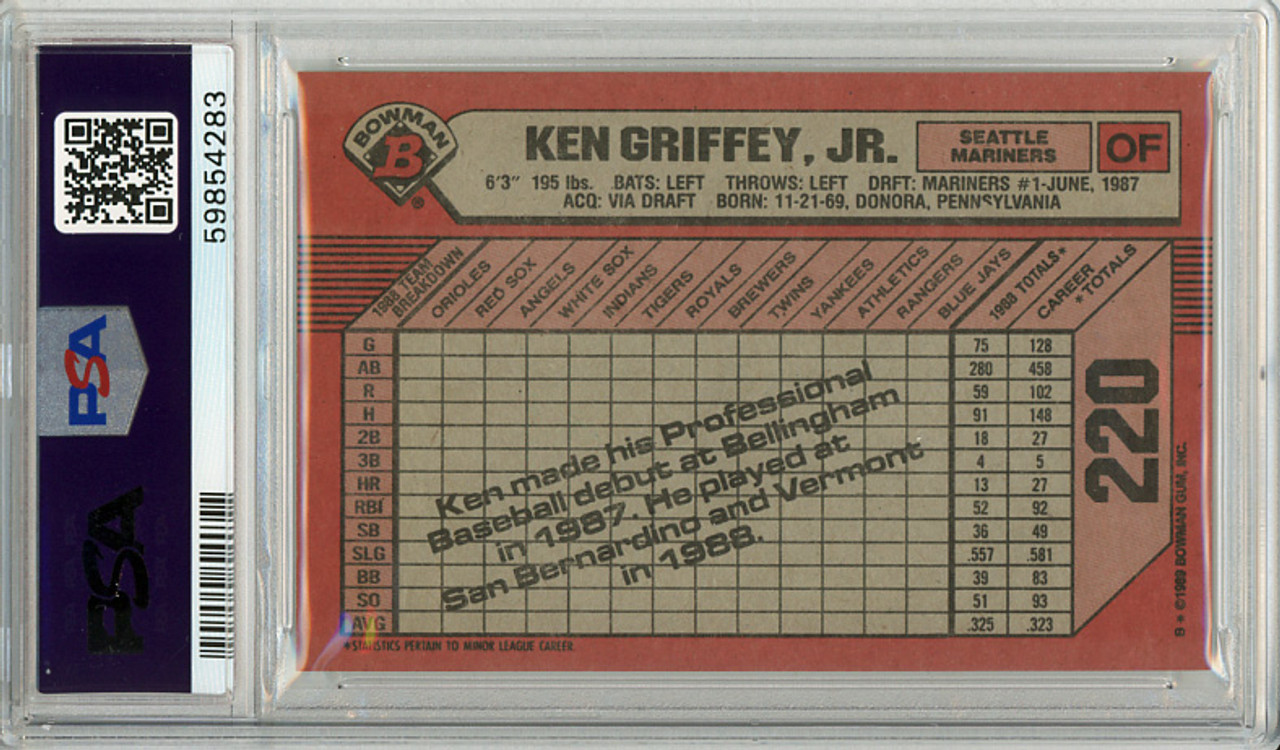 Ken Griffey Jr. 1989 Bowman #220 PSA 9 Mint (#59854283)