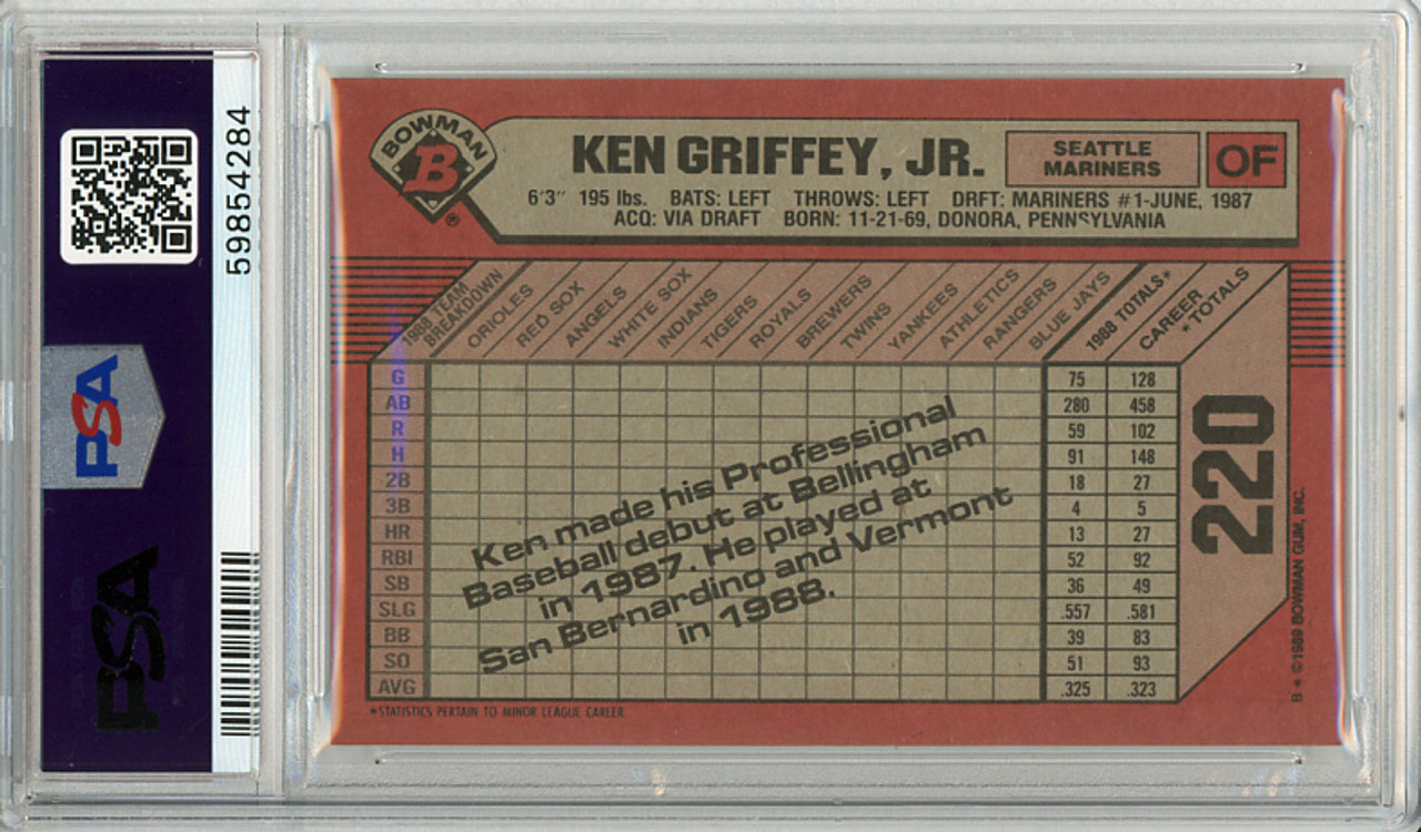 Ken Griffey Jr. 1989 Bowman #220 PSA 9 Mint (#59854284)