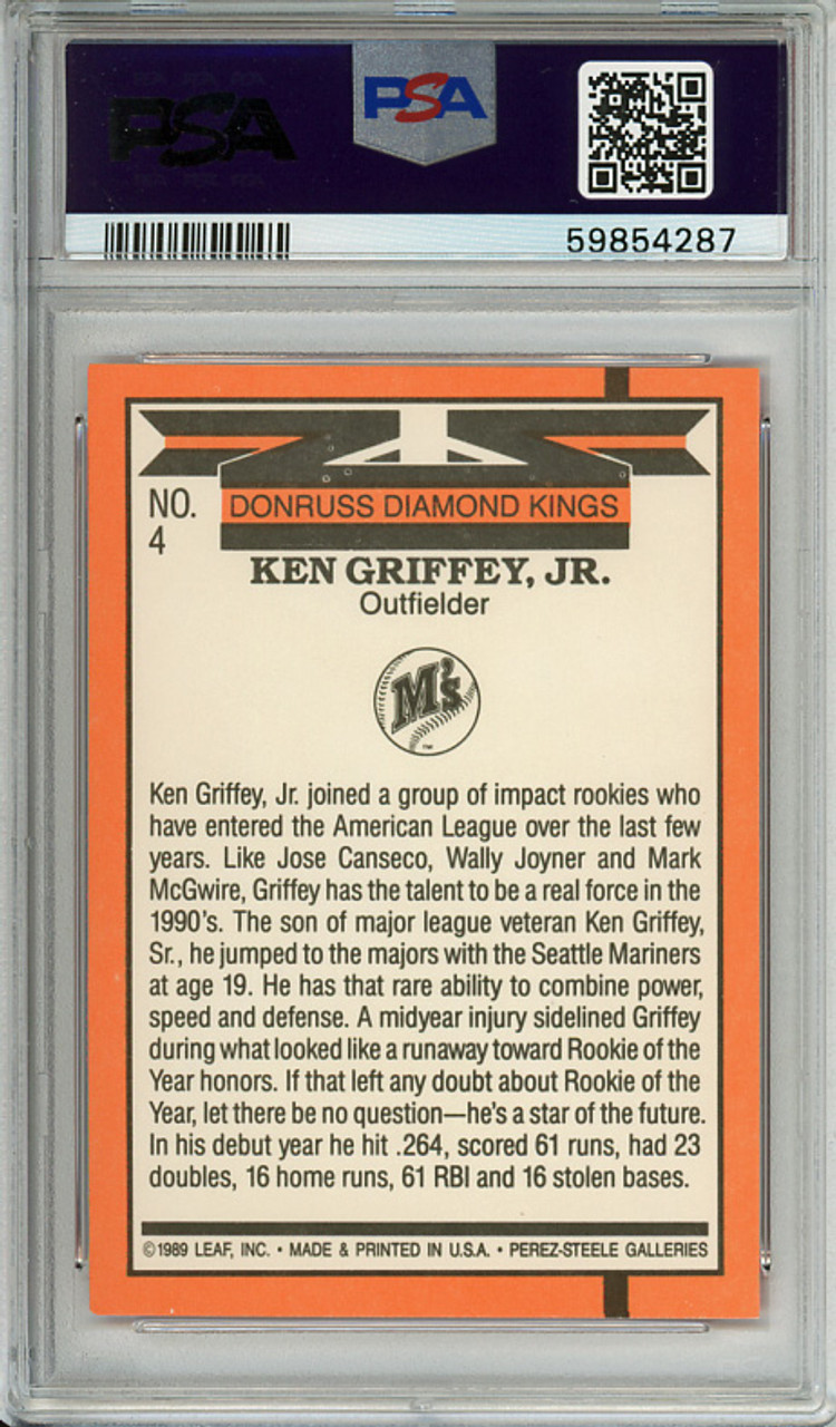 Ken Griffey Jr. 1990 Donruss #4 Diamond Kings PSA 9 Mint (#59854287)