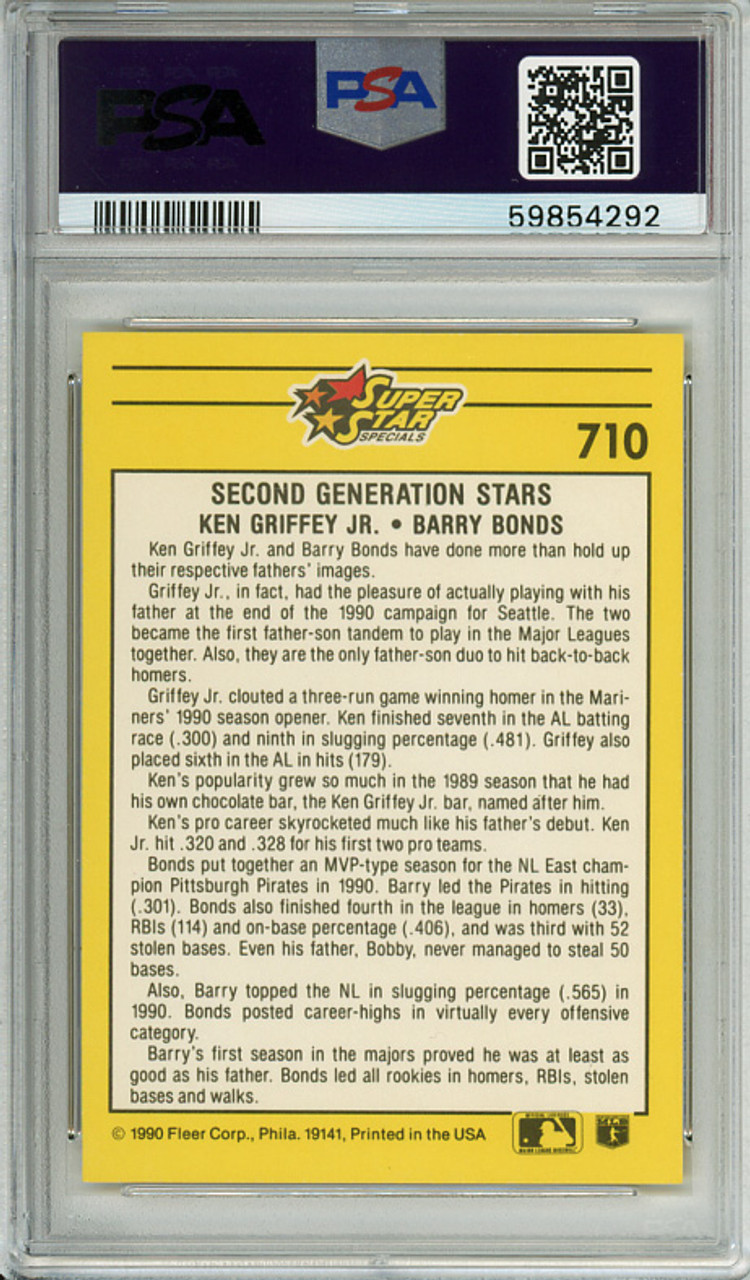 Ken Griffey Jr., Barry Bonds 1991 Fleer #710 Second Generation Stars PSA 10 Gem Mint (#59854292)