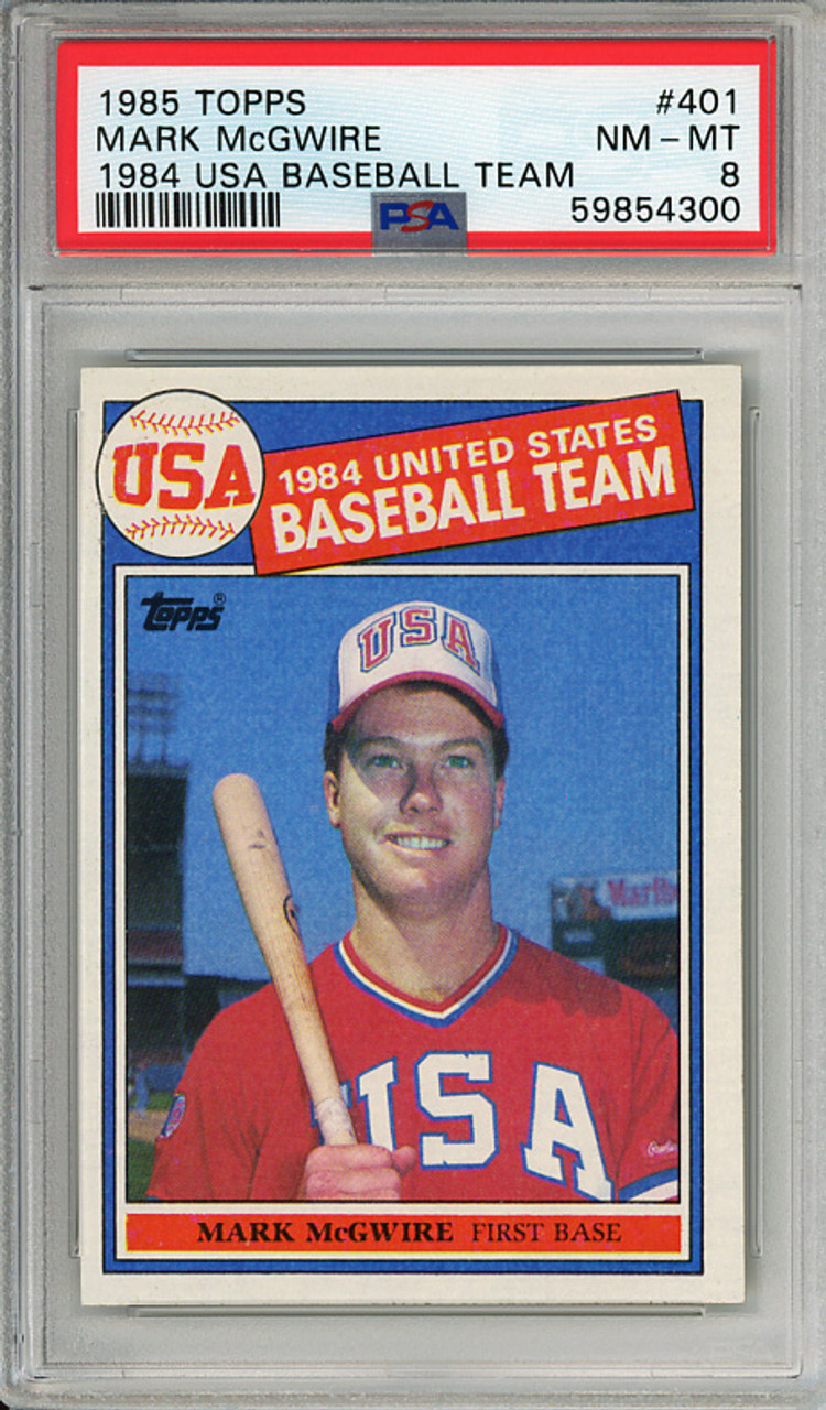Mark McGwire 1985 Topps #401 USA Baseball PSA 8 Near Mint-Mint (#59854300)
