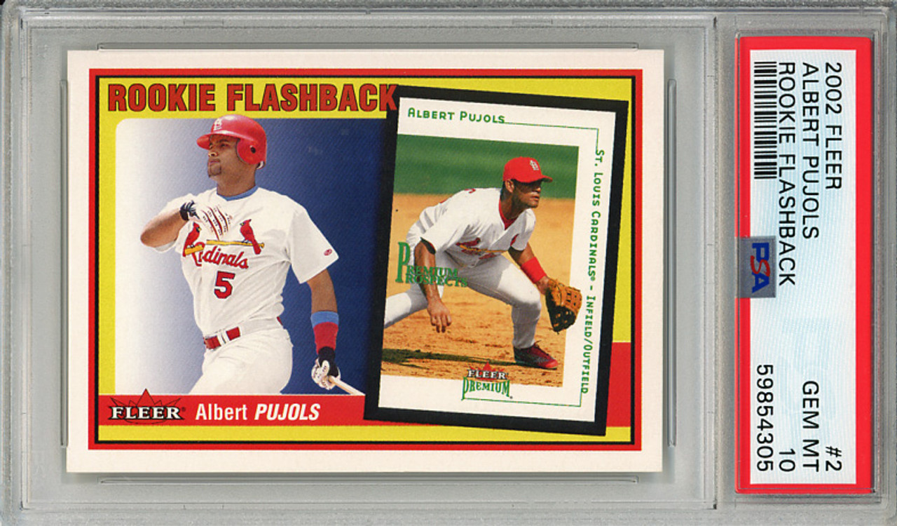 Albert Pujols 2002 Fleer, Rookie Flashbacks #2 PSA 10 Gem Mint (#59854305)