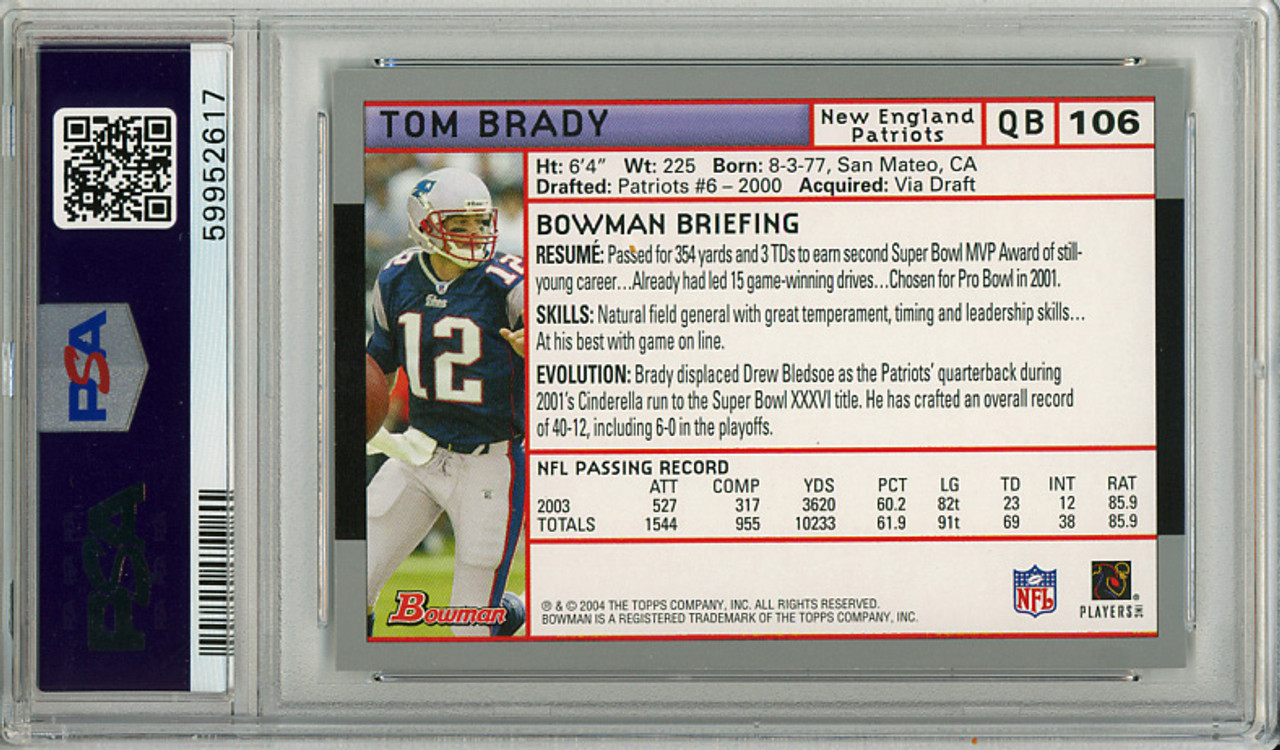Tom Brady 2004 Bowman #106 PSA 9 Mint (#59952617)