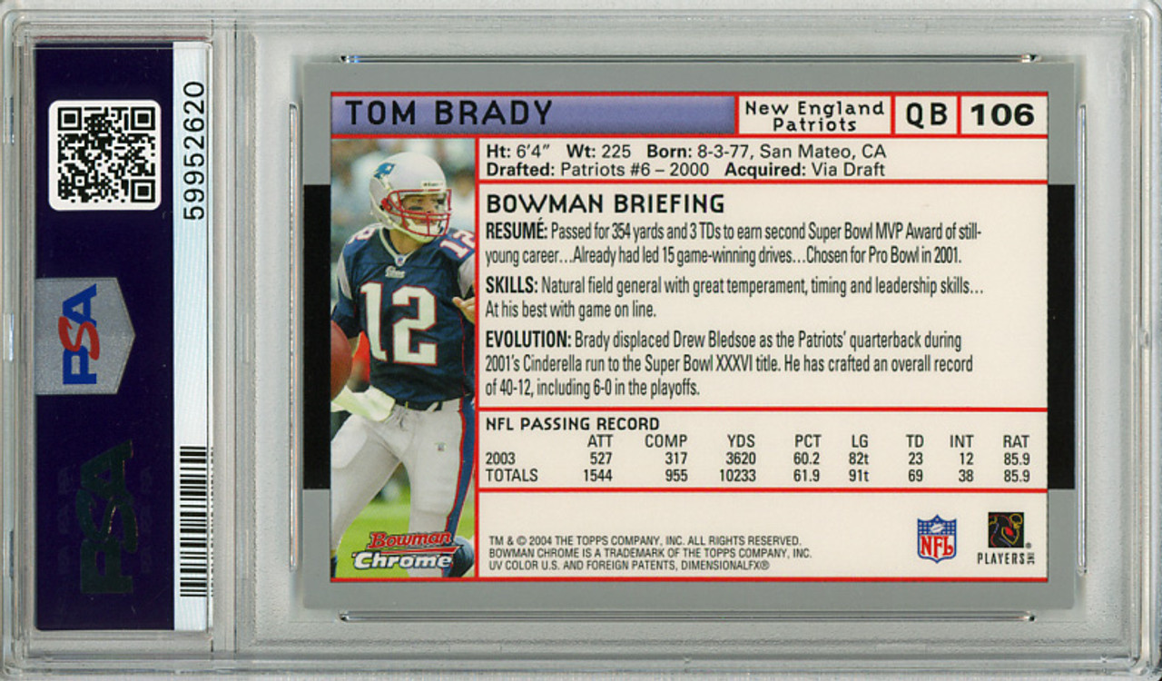 Tom Brady 2004 Bowman Chrome #106 PSA 8 Near Mint-Mint (#59952620)