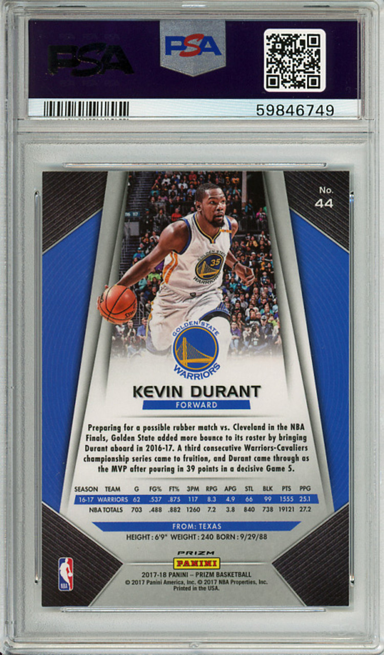 Kevin Durant 2017-18 Prizm #44 Fast Break PSA 9 Mint (#59846749)