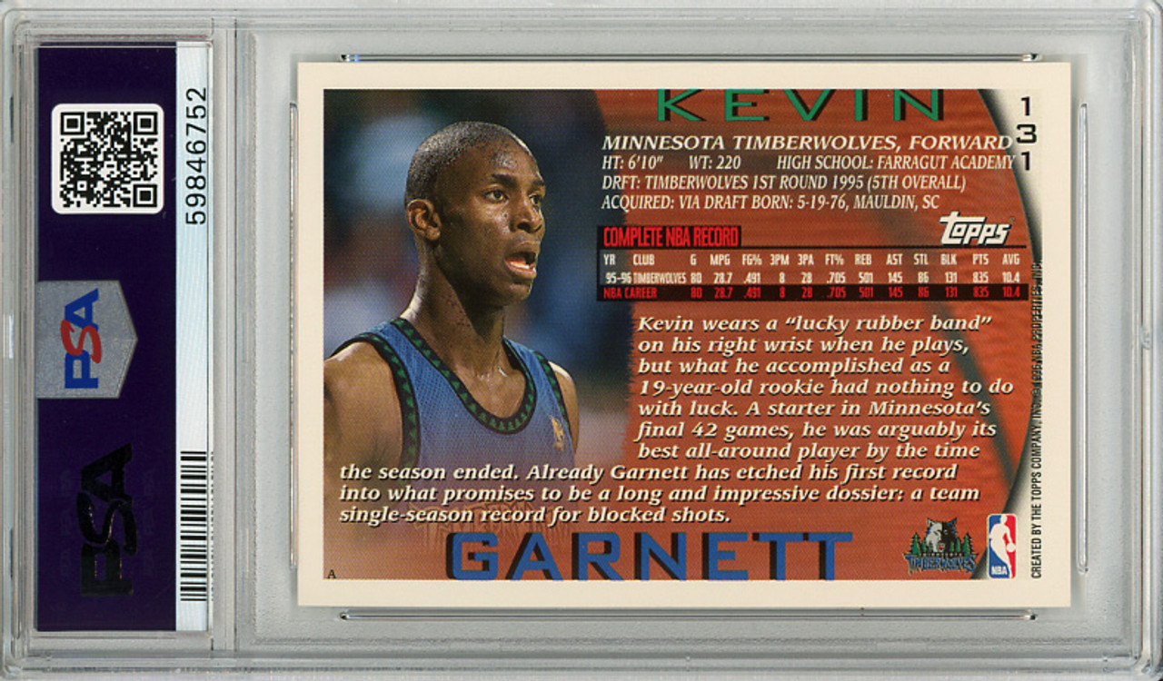 Kevin Garnett 1996-97 Topps #131 PSA 10 Gem Mint (#59846752)