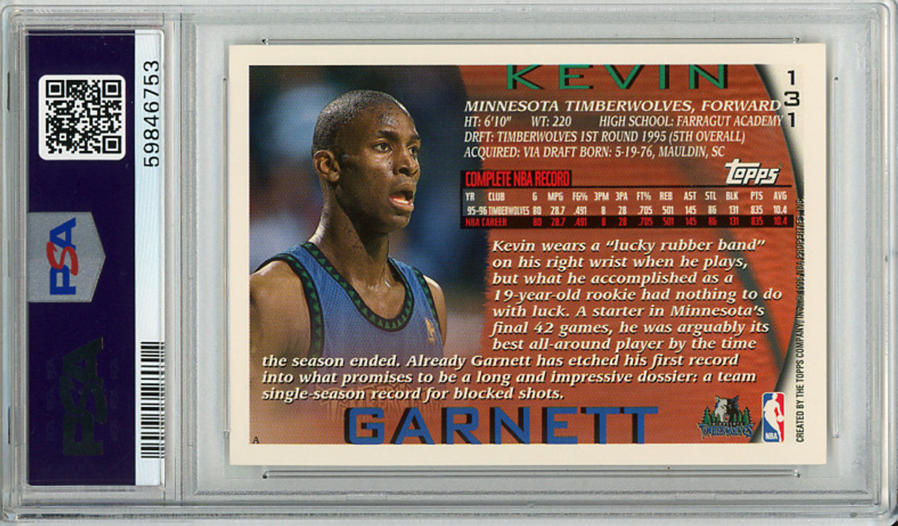 Kevin Garnett 1996-97 Topps #131 PSA 9 Mint (#59846753)