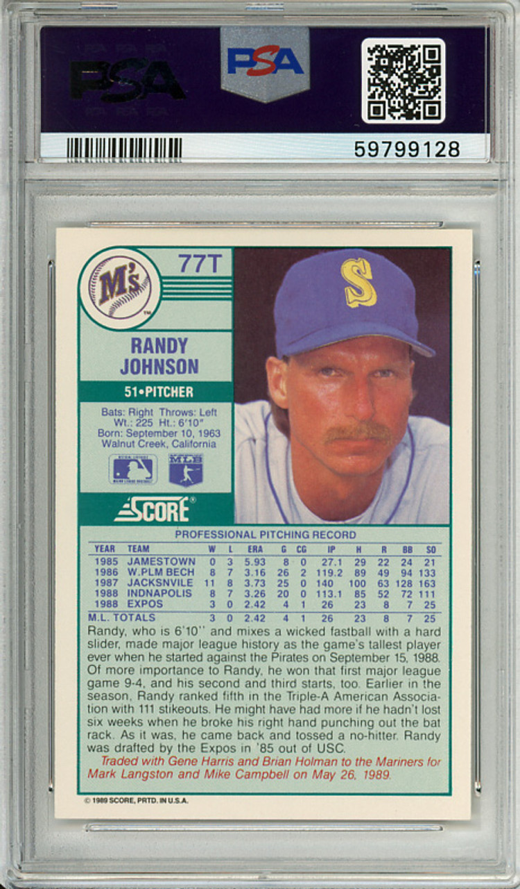 Randy Johnson 1989 Score Traded #77T PSA 9 Mint (#59799128)