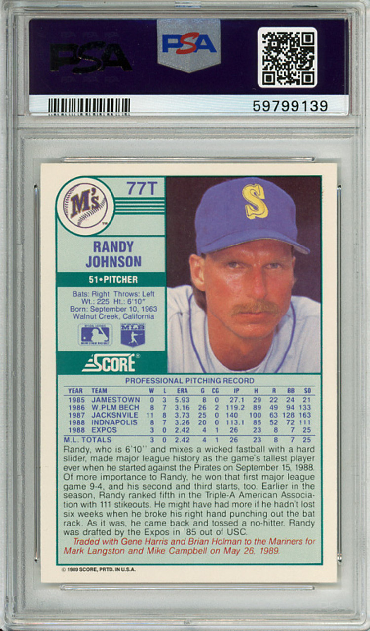 Randy Johnson 1989 Score Traded #77T PSA 8 Near Mint-Mint (#59799139)