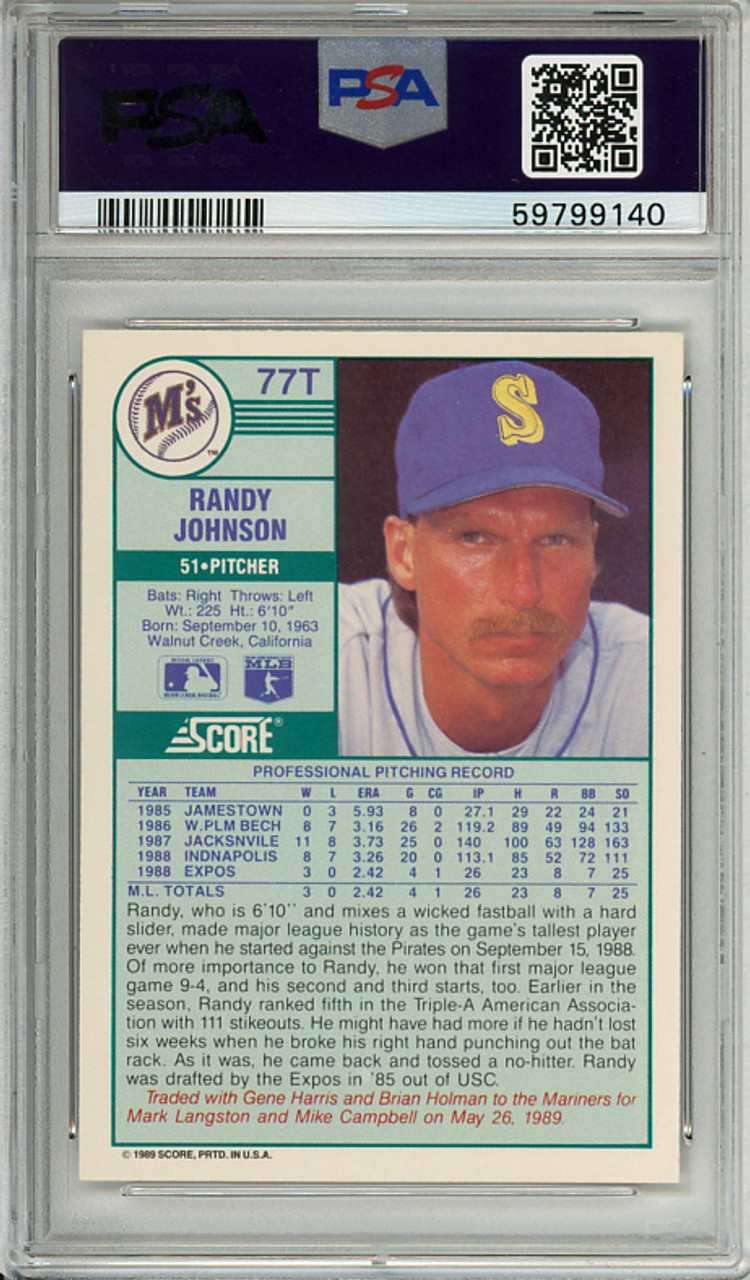 Randy Johnson 1989 Score Traded #77T PSA 9 Mint (#59799140)