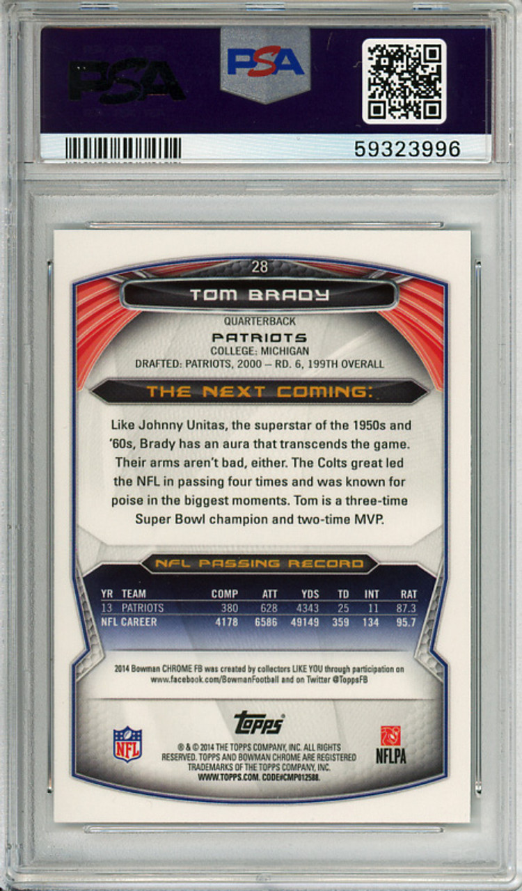 Tom Brady 2014 Bowman Chrome #28 PSA 10 Gem Mint (#59323996)