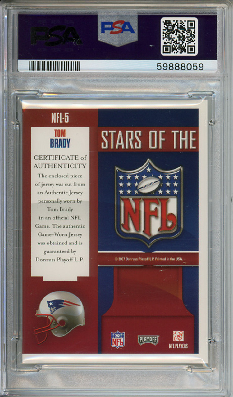 Tom Brady 2007 Playoff Prestige, Stars of the NFL Materials #NFL-5 PSA 8 Near Mint-Mint (#59888059)