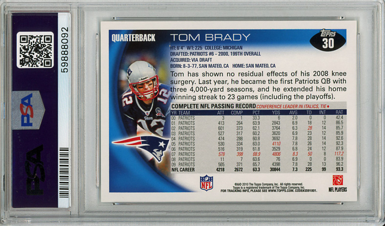 Tom Brady 2010 Topps #30 PSA 9 Mint (#59888092)