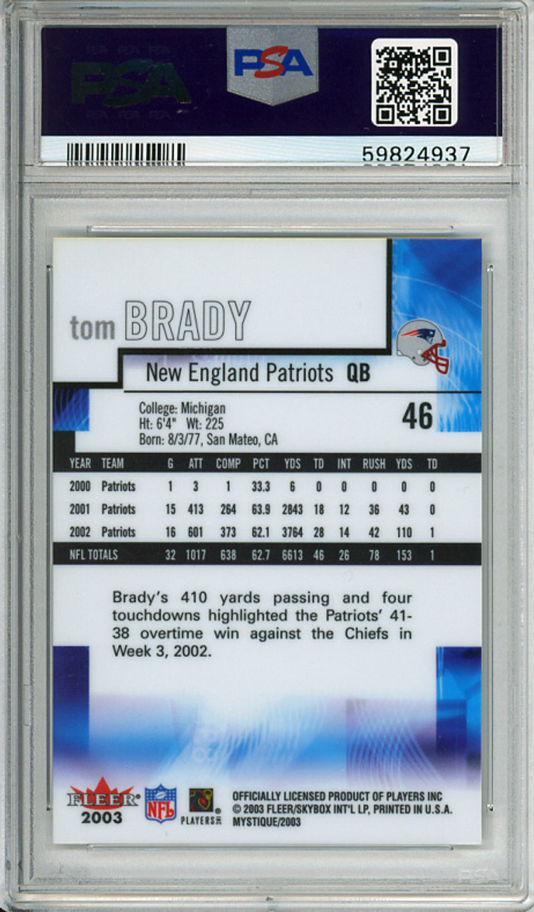Tom Brady 2003 Mystique #46 PSA 9 Mint (#59824937)