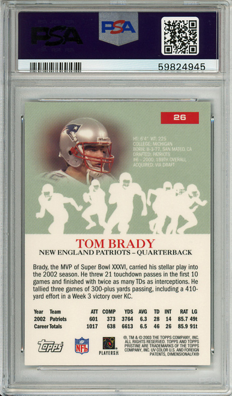 Tom Brady 2003 Pristine #26 PSA 9 Mint (#59824945)