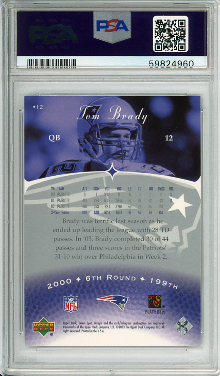 Tom Brady 2003 Sweet Spot #129 PSA 9 Mint (#59824960)