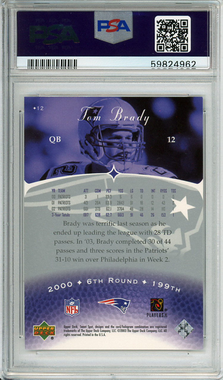 Tom Brady 2003 Sweet Spot #129 PSA 9 Mint (#59824962)