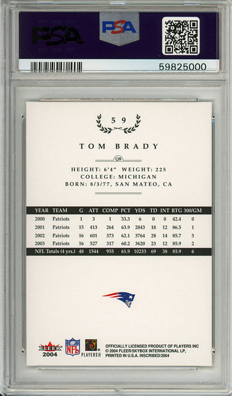 Tom Brady 2004 Inscribed #59 PSA 9 Mint (#59825000)