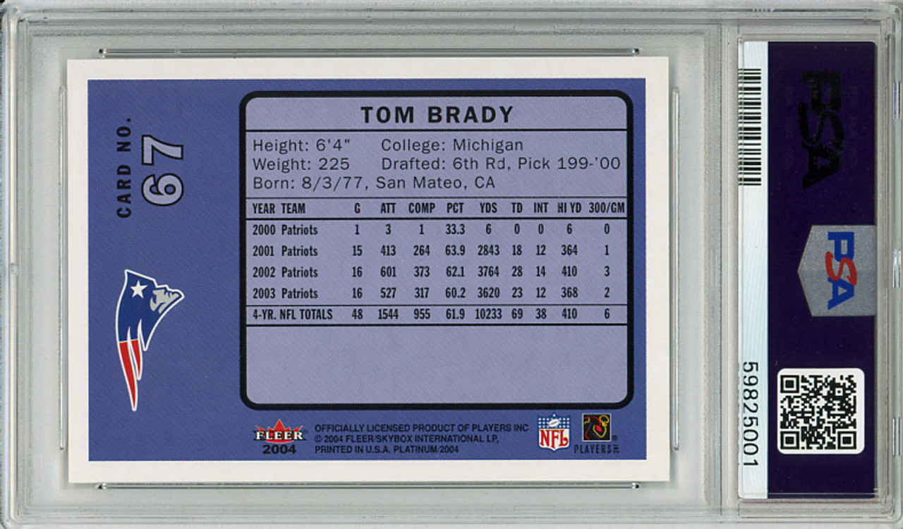 Tom Brady 2004 Platinum #67 PSA 9 Mint (#59825001)