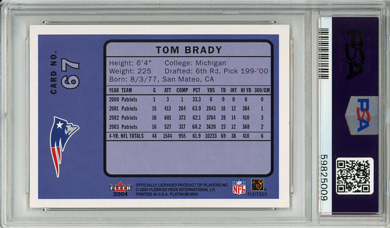 Tom Brady 2004 Platinum #67 PSA 9 Mint (#59825009)