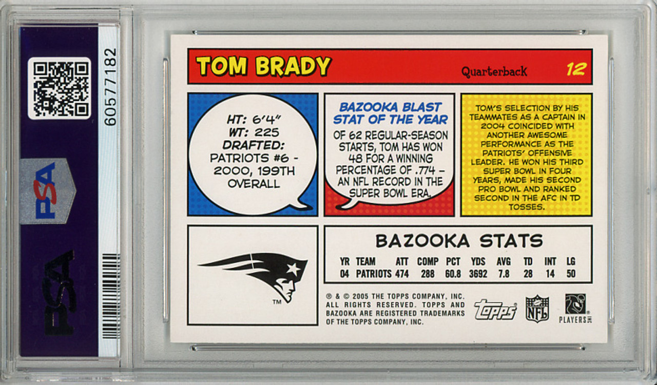 Tom Brady 2005 Bazooka #12 PSA 8 Near Mint-Mint (#60577182)