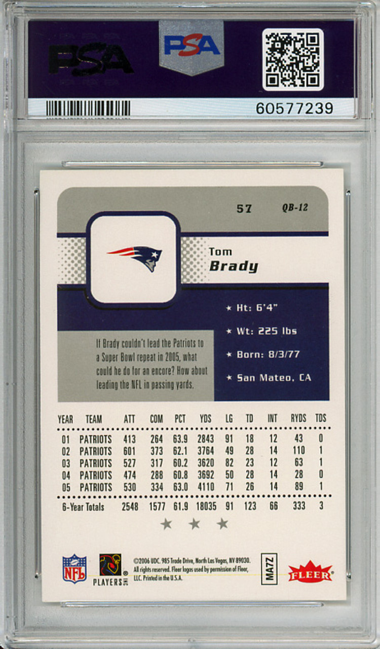 Tom Brady 2006 Fleer #57 PSA 9 Mint (#60577239)