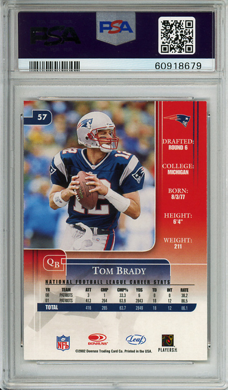 Tom Brady 2002 Leaf Rookies & Stars #57 PSA 9 Mint (#60918679)