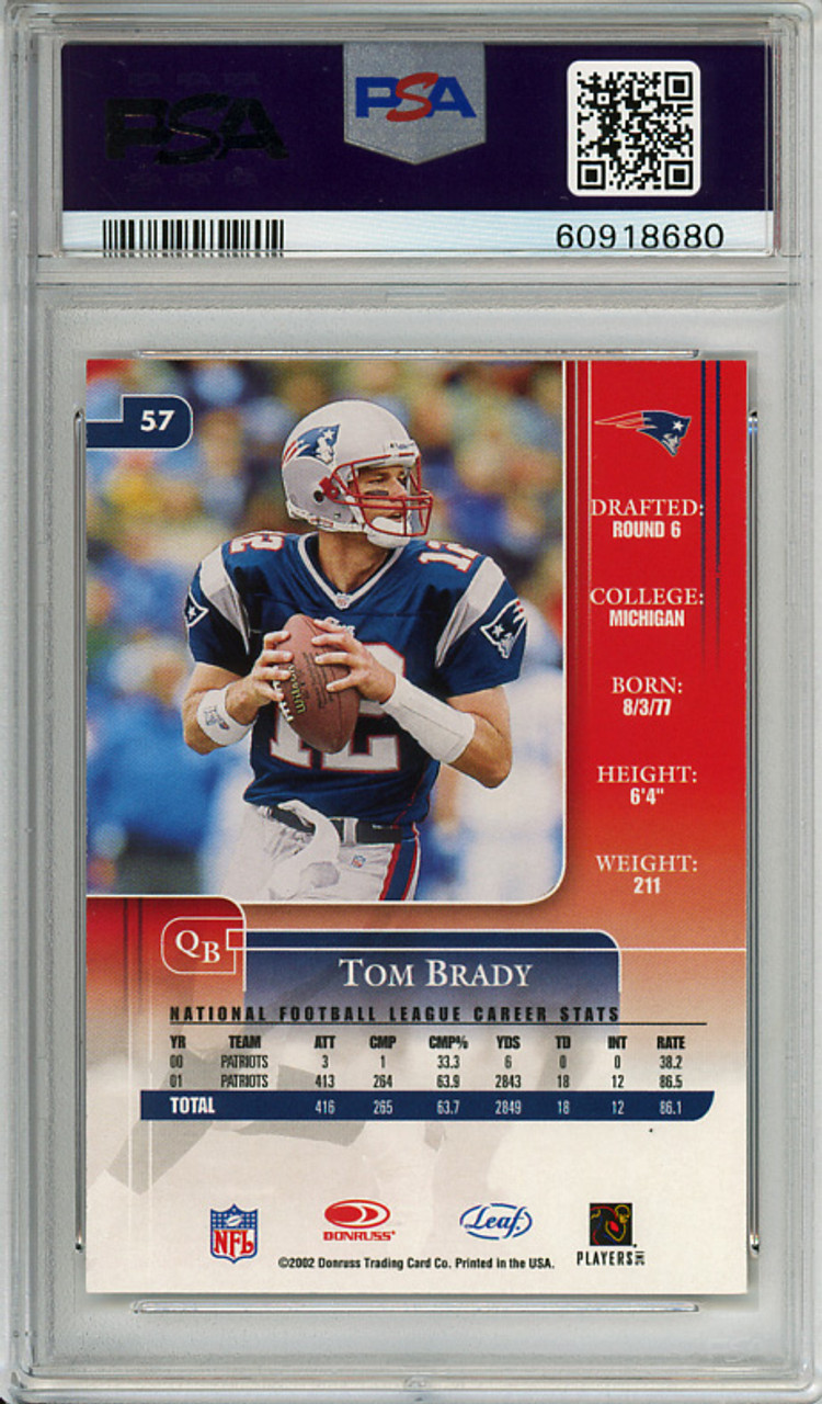 Tom Brady 2002 Leaf Rookies & Stars #57 PSA 9 Mint (#60918680)